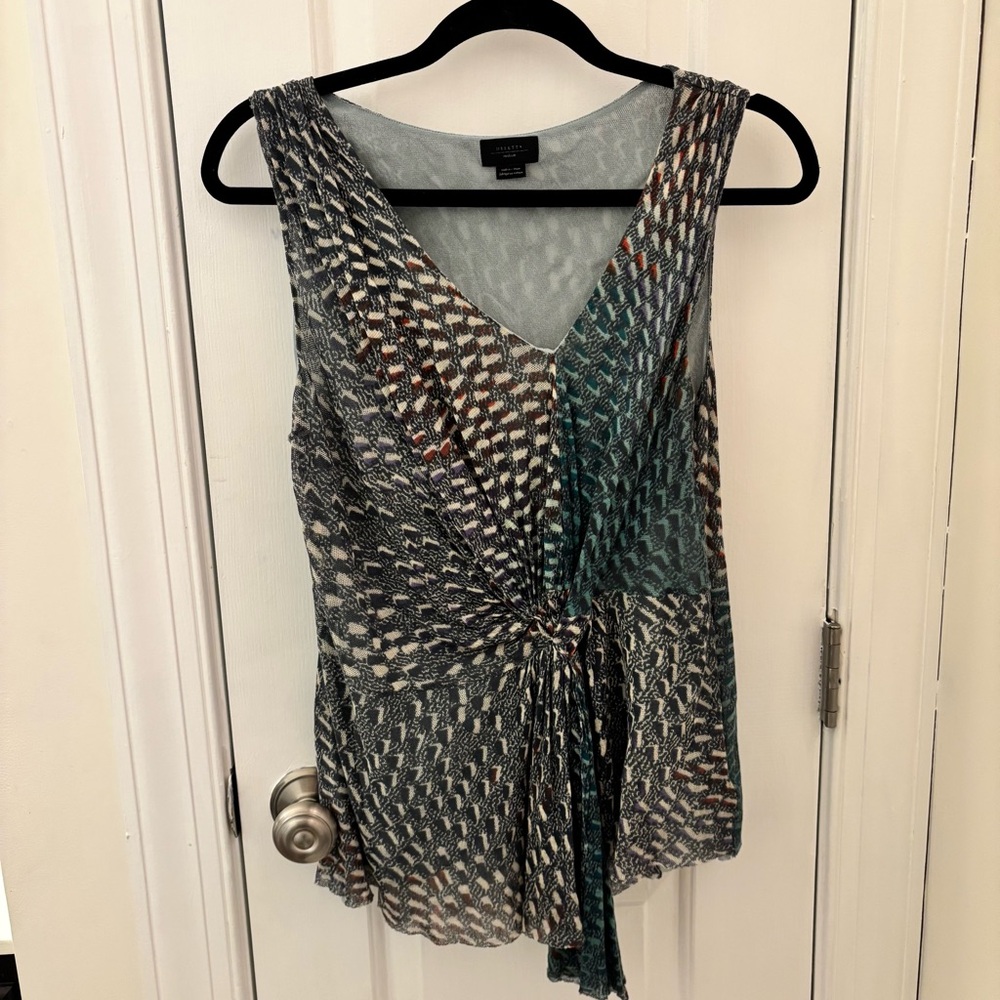 Anthropologie Deletta Fishnet Mesh Sheer  Tier Layered Top Sleeveless size M